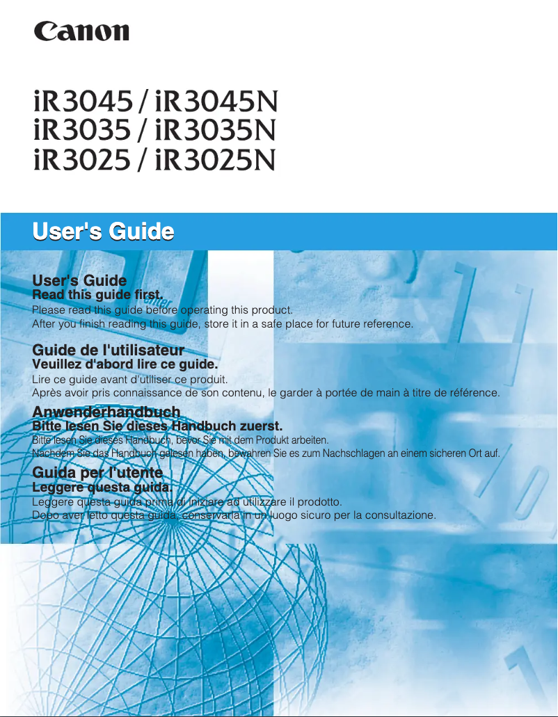 Page 1 de la notice Manuel utilisateur Canon imageRUNNER 3025Ne