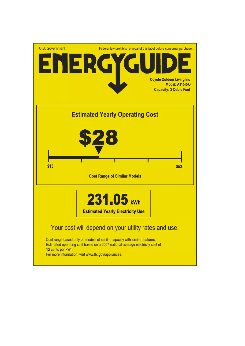 Page 1 de la notice Label énergétique Azure A115R-O