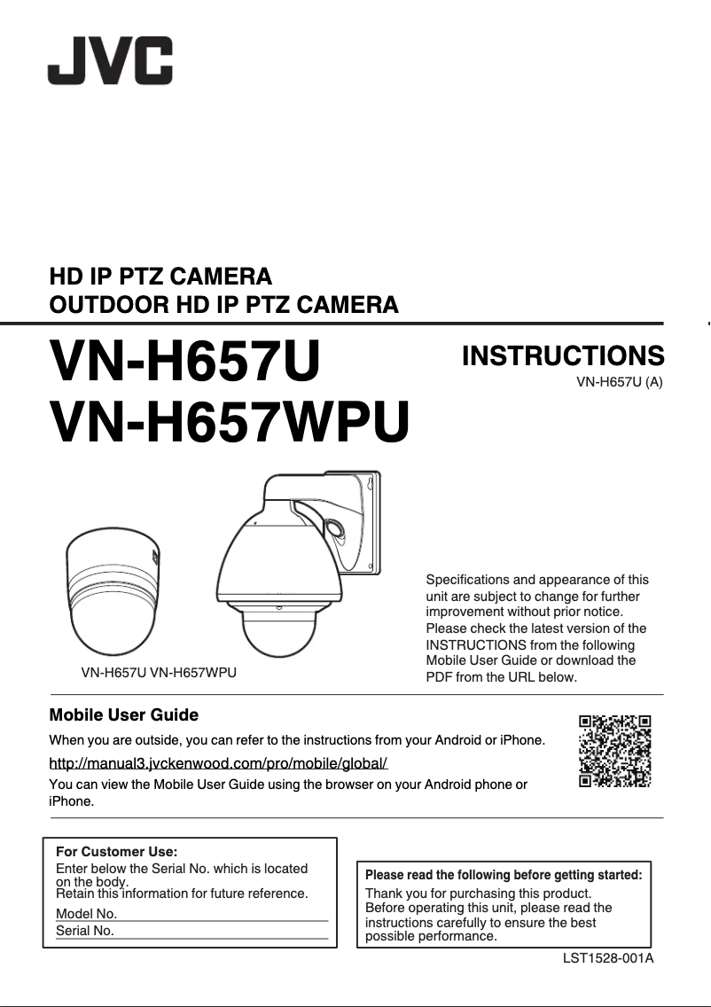 Page 1 of the manual User Manual JVC VN-H657WPU