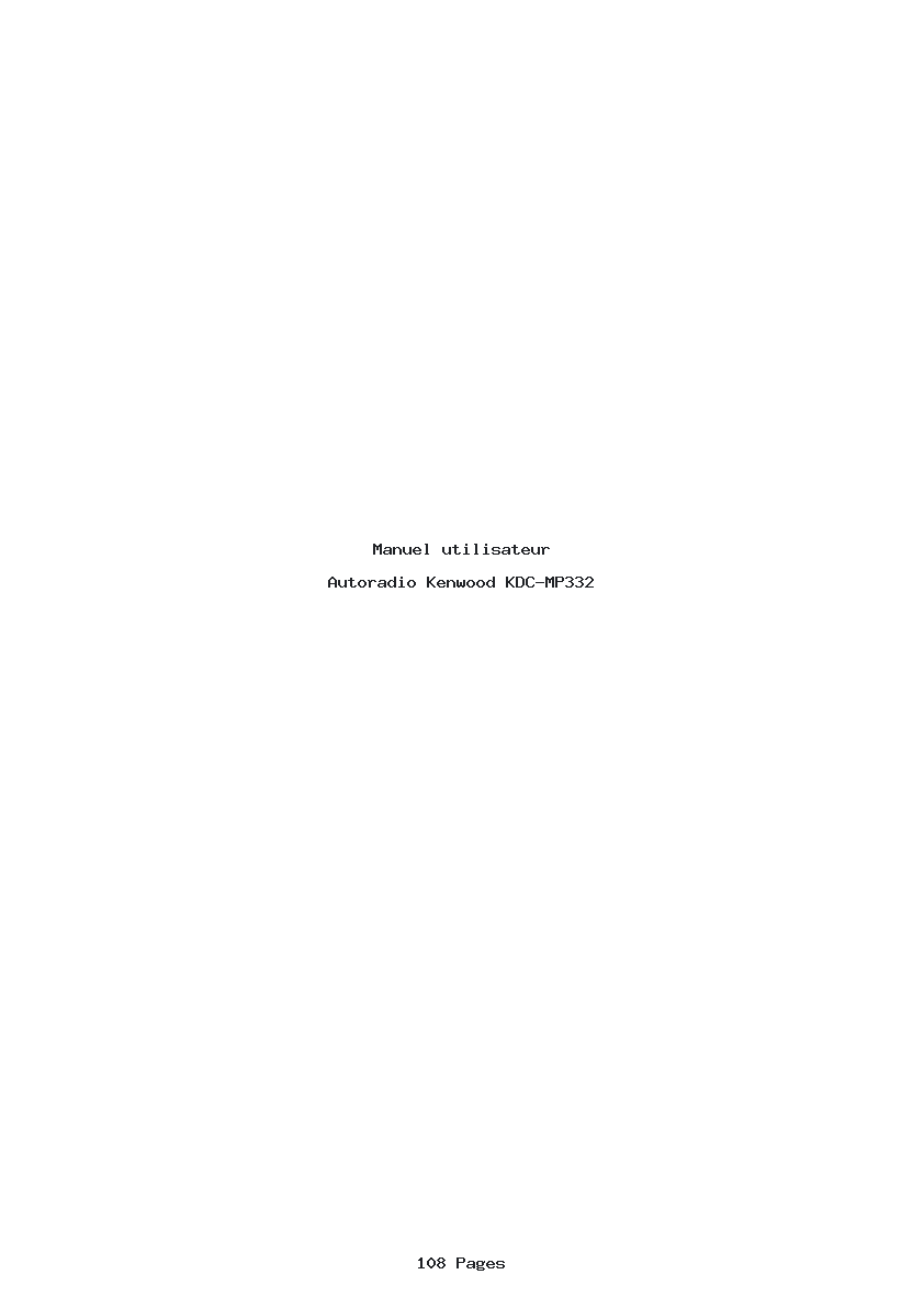 Page 1 de la notice Manuel utilisateur Kenwood KDC-MP332