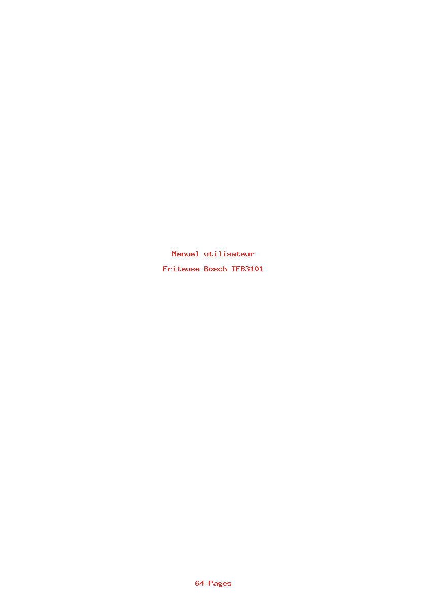 Page 1 de la notice Manuel utilisateur Bosch TFB3101