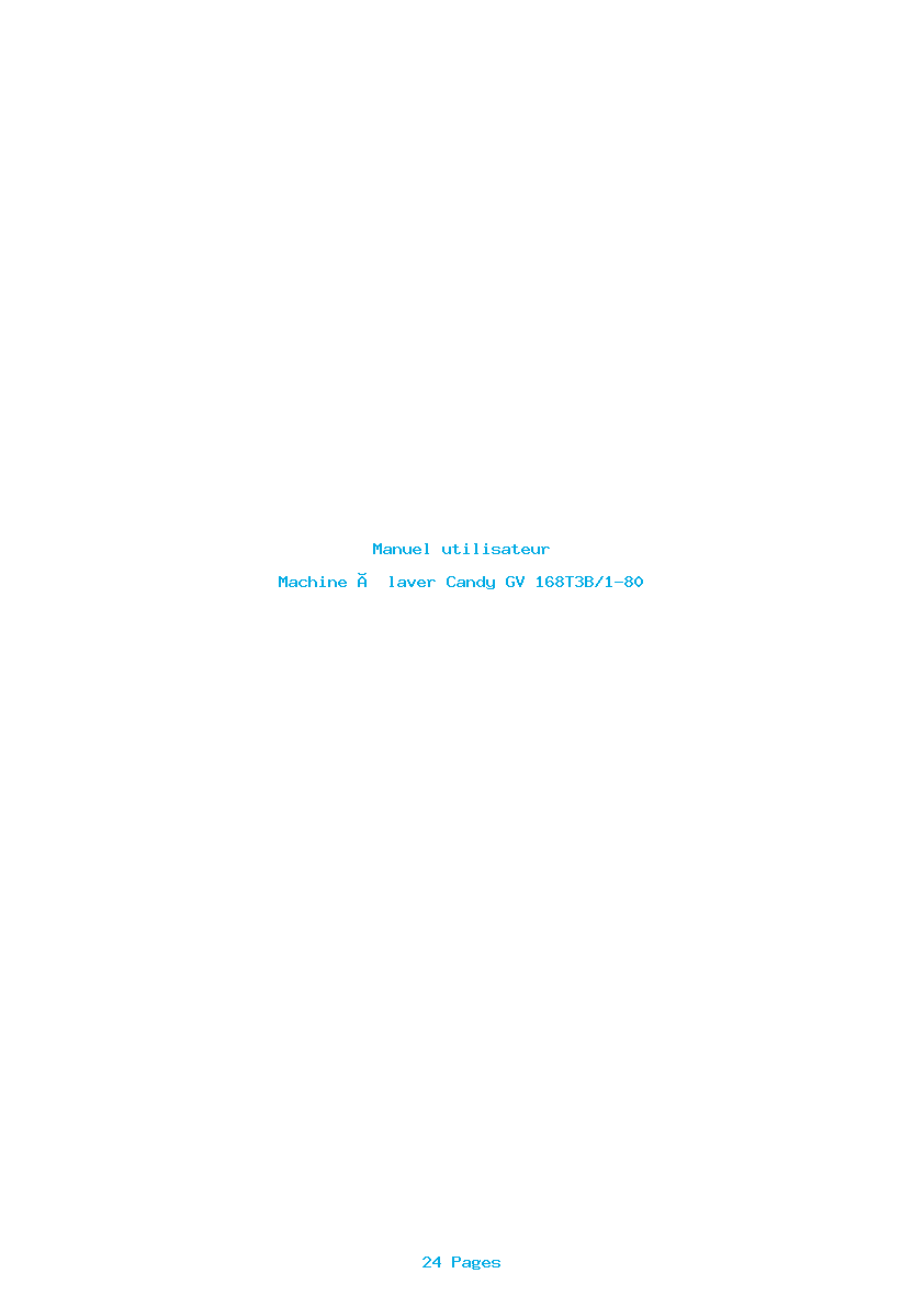 Page 1 de la notice Manuel utilisateur Candy GV 168T3B/1-80