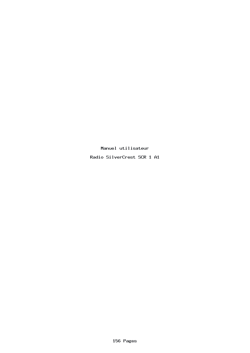 Page 1 de la notice Manuel utilisateur SilverCrest SCR 1 A1