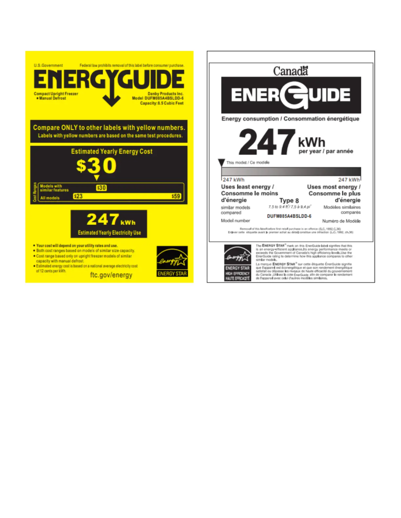Page 1 de la notice Label énergétique Danby Designer DUFM085A4BSLDD