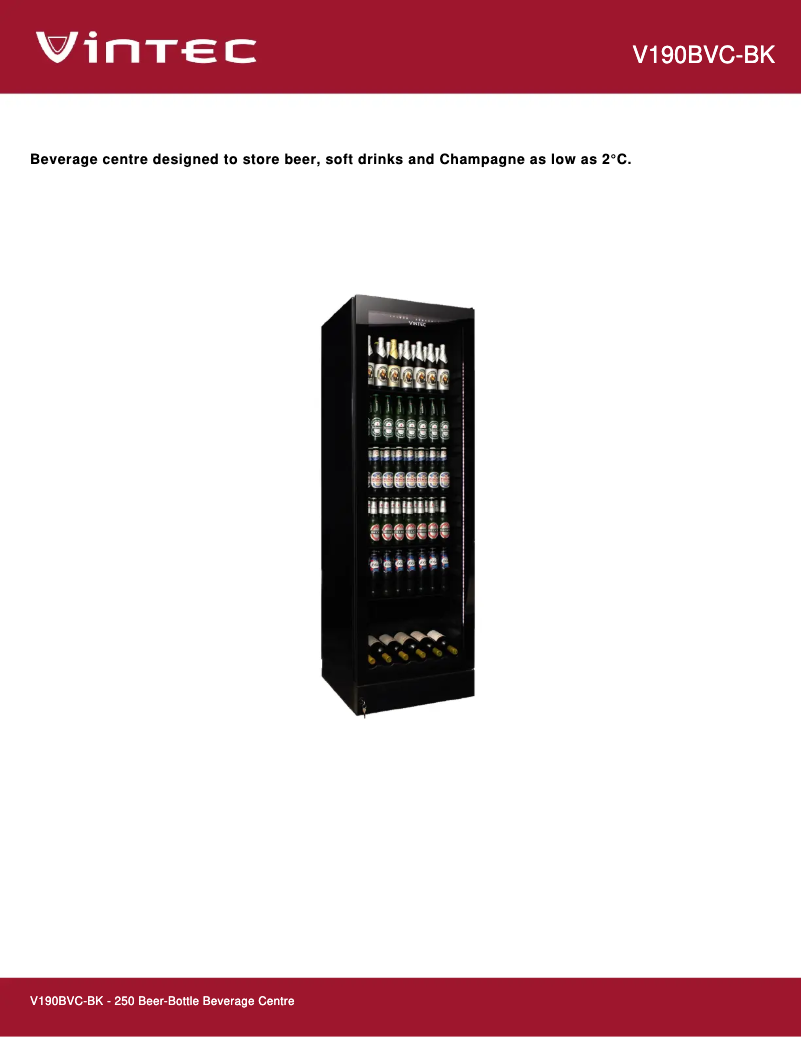 Página 1 del manual Ficha técnica Vintec V190BVCBK