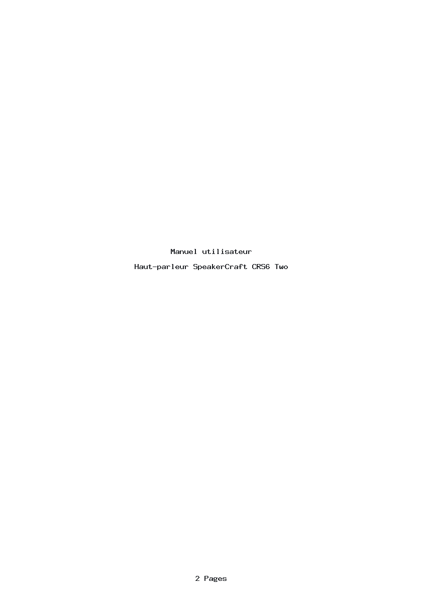 Page 1 de la notice Manuel utilisateur SpeakerCraft CRS6 Two