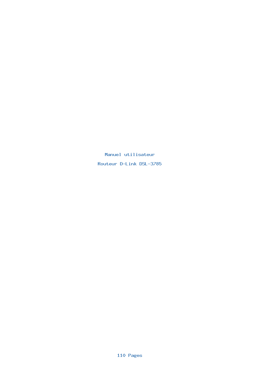 Page 1 de la notice Manuel utilisateur D-Link DSL-3785