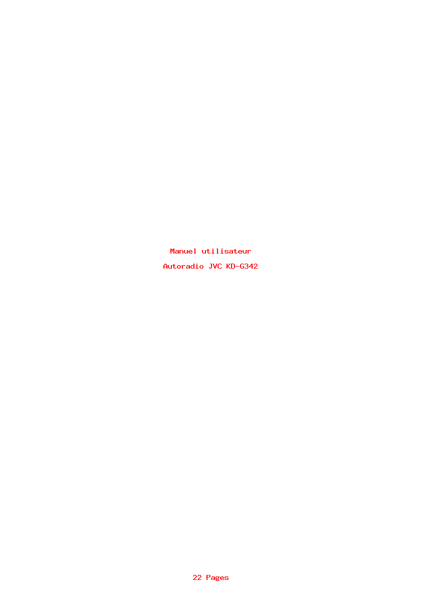 Page 1 de la notice Manuel utilisateur JVC KD-G342