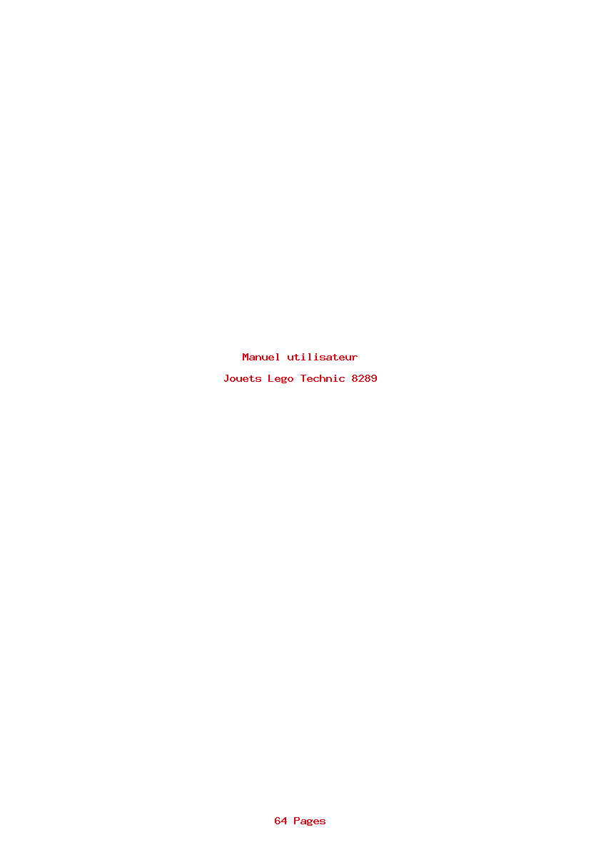 Page 1 de la notice Manuel utilisateur Lego Technic 8289