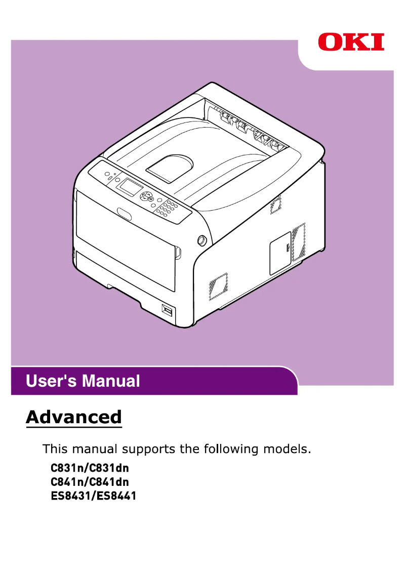 Page 1 of the manual User Manual OKI C831cdtn