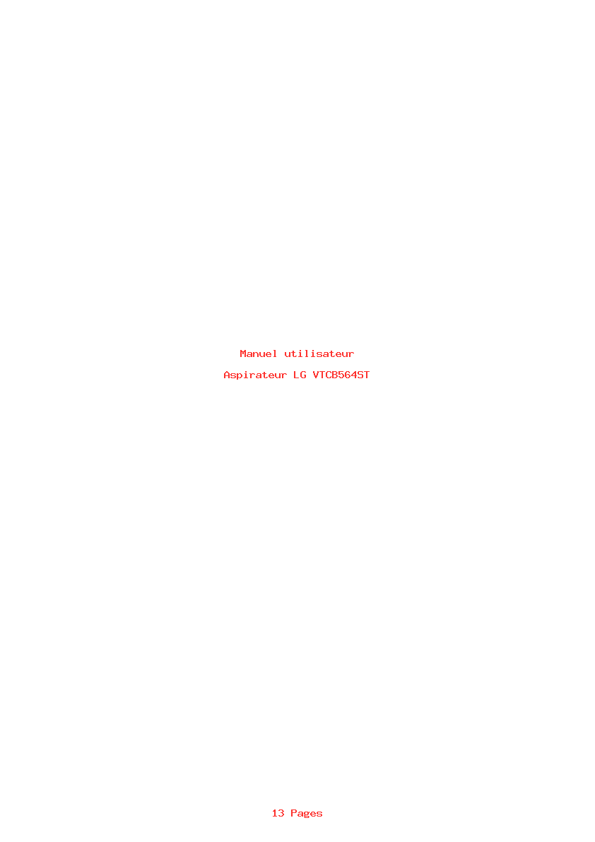 Page 1 de la notice Manuel utilisateur LG VTCB564ST