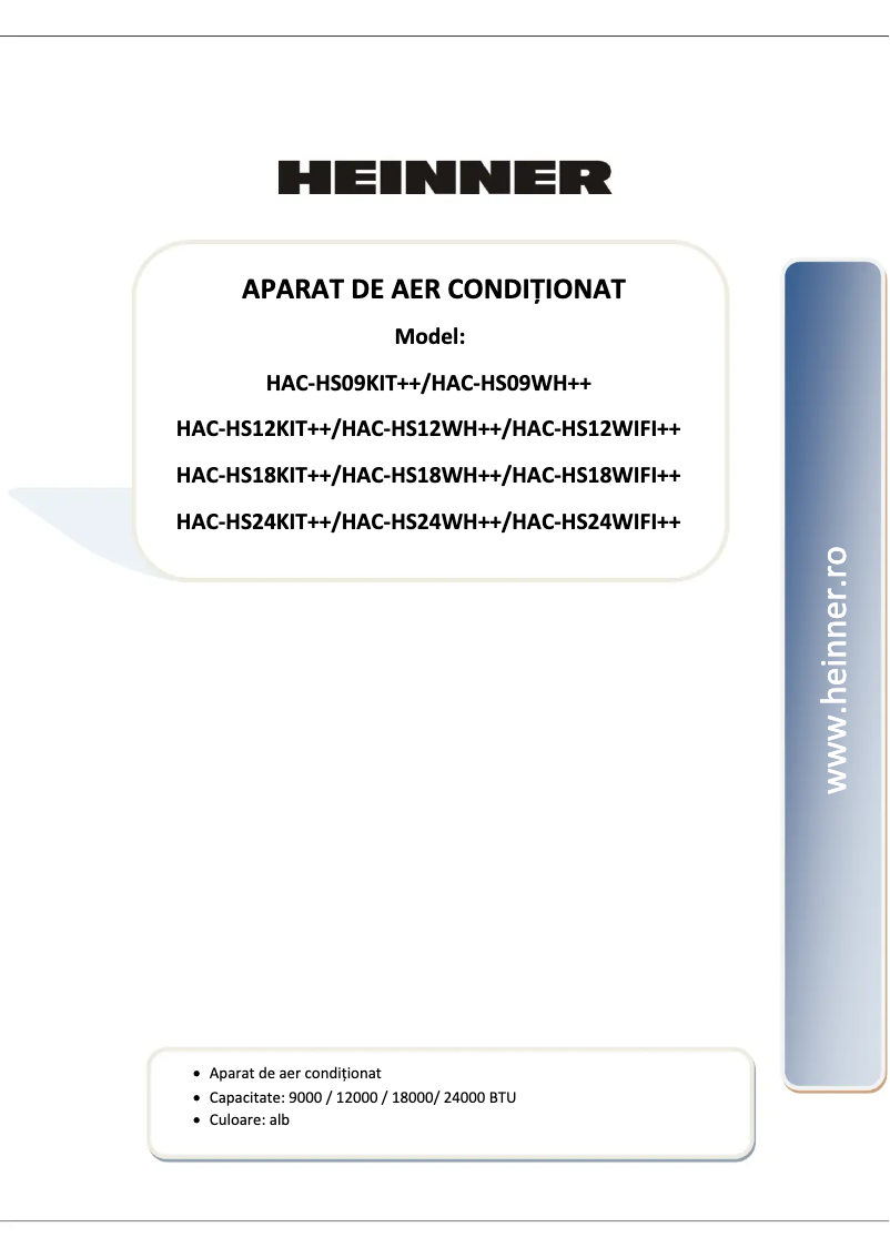 Page 1 de la notice Manuel utilisateur Heinner HAC-HS24WIFI++