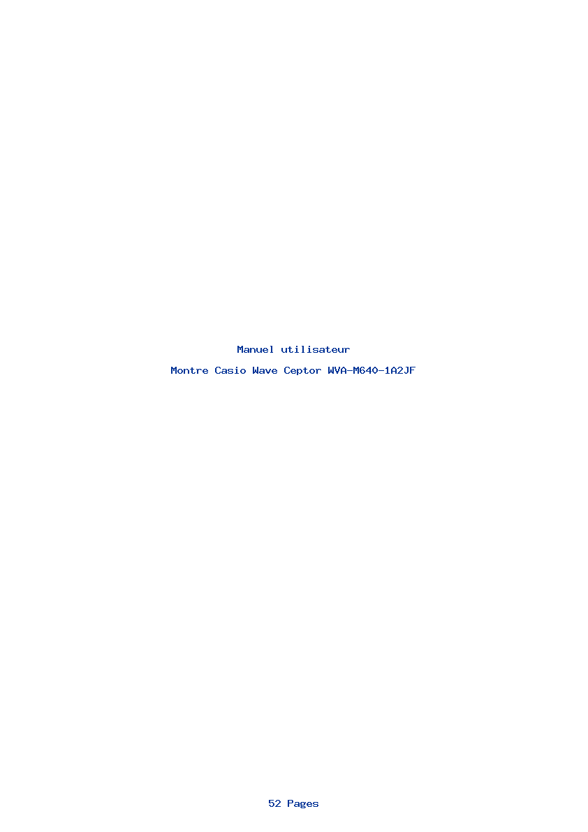Page 1 de la notice Manuel utilisateur Casio Wave Ceptor WVA-M640-1A2JF