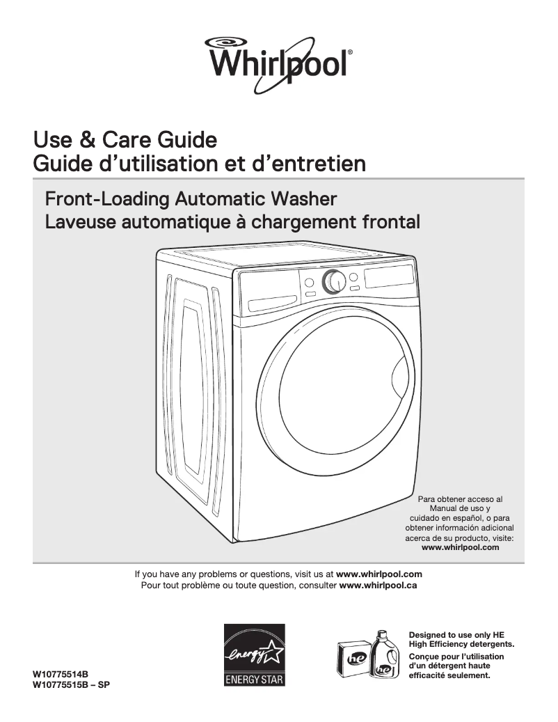 Página 1 del manual Manual de uso y mantenimiento Whirlpool WFW92HEF