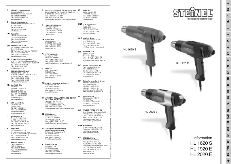 Page 1 of the manual User Manual Steinel HL 2020 E