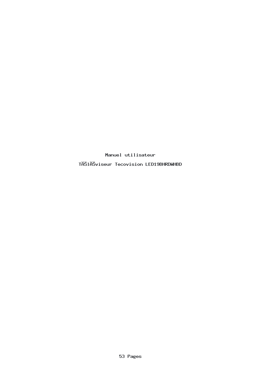 Page 1 de la notice Manuel utilisateur Tecovision LED19BHRDWHBD