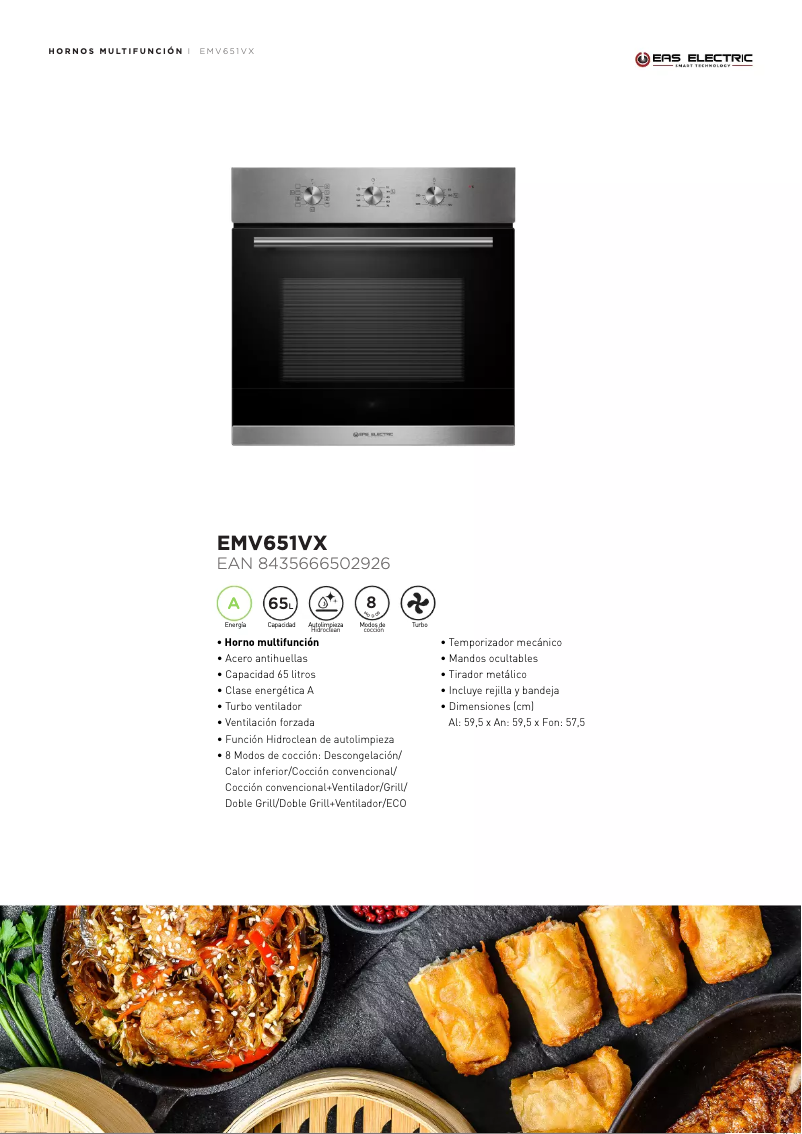 Page 1 de la notice Fiche technique EAS Electric EMV651VX