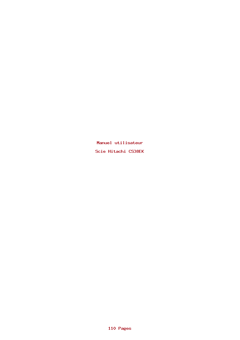 Page 1 de la notice Manuel utilisateur Hitachi CS38EK