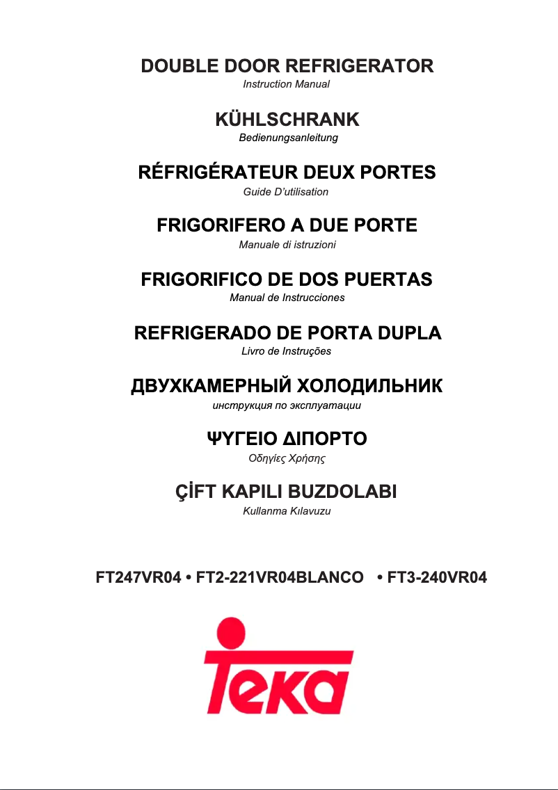 Page 1 de la notice Manuel utilisateur Teka FT3 240 VR04