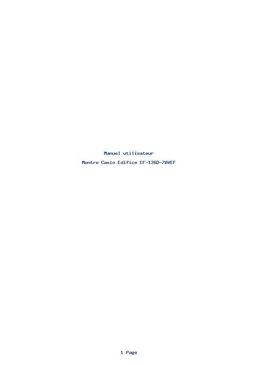 Page 1 de la notice Manuel utilisateur Casio Edifice EF-126D-7AVEF