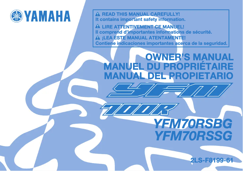 Page 1 de la notice Manuel utilisateur Yamaha YFM700R (2016)
