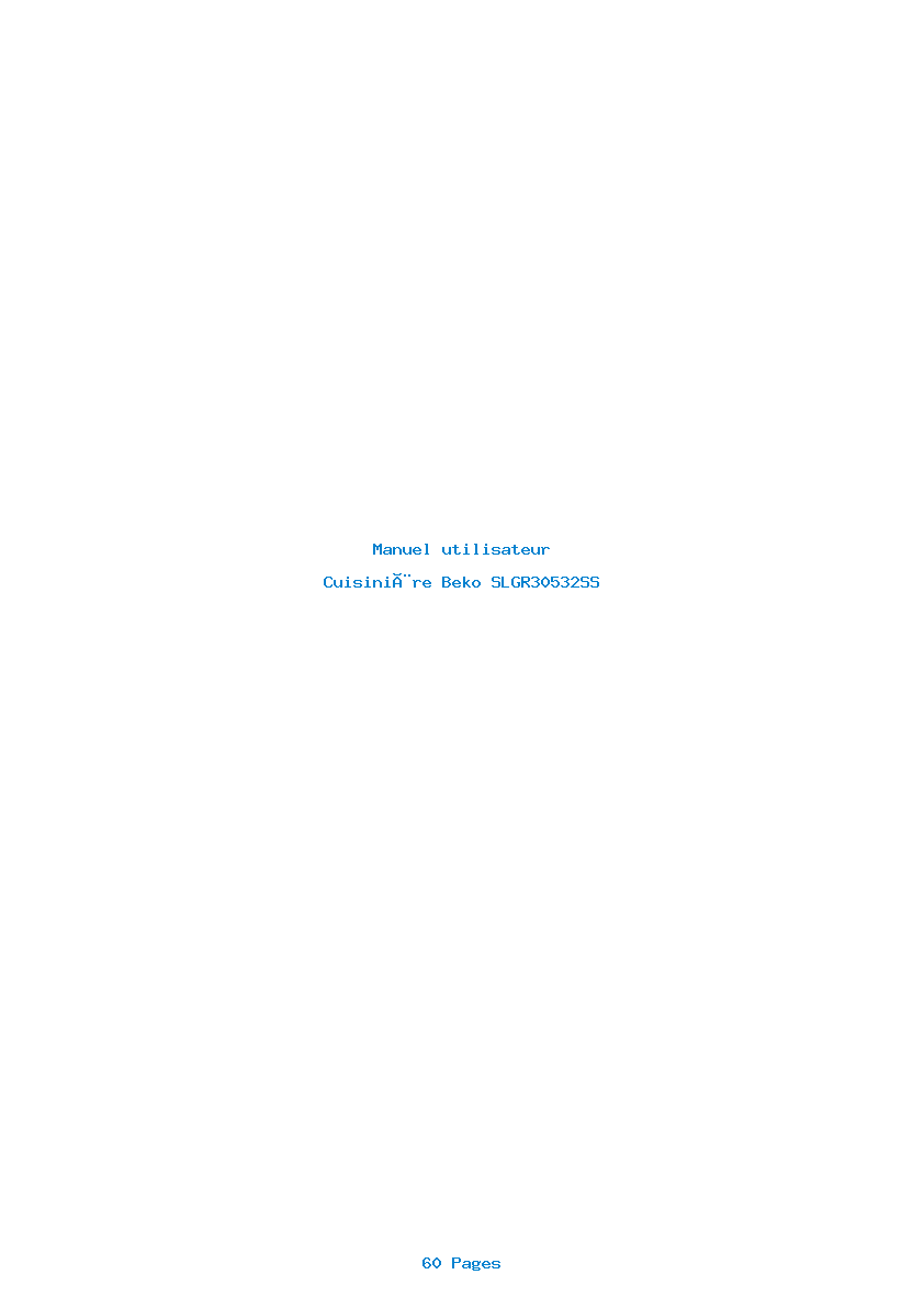 Page 1 de la notice Manuel utilisateur Beko SLGR30532SS