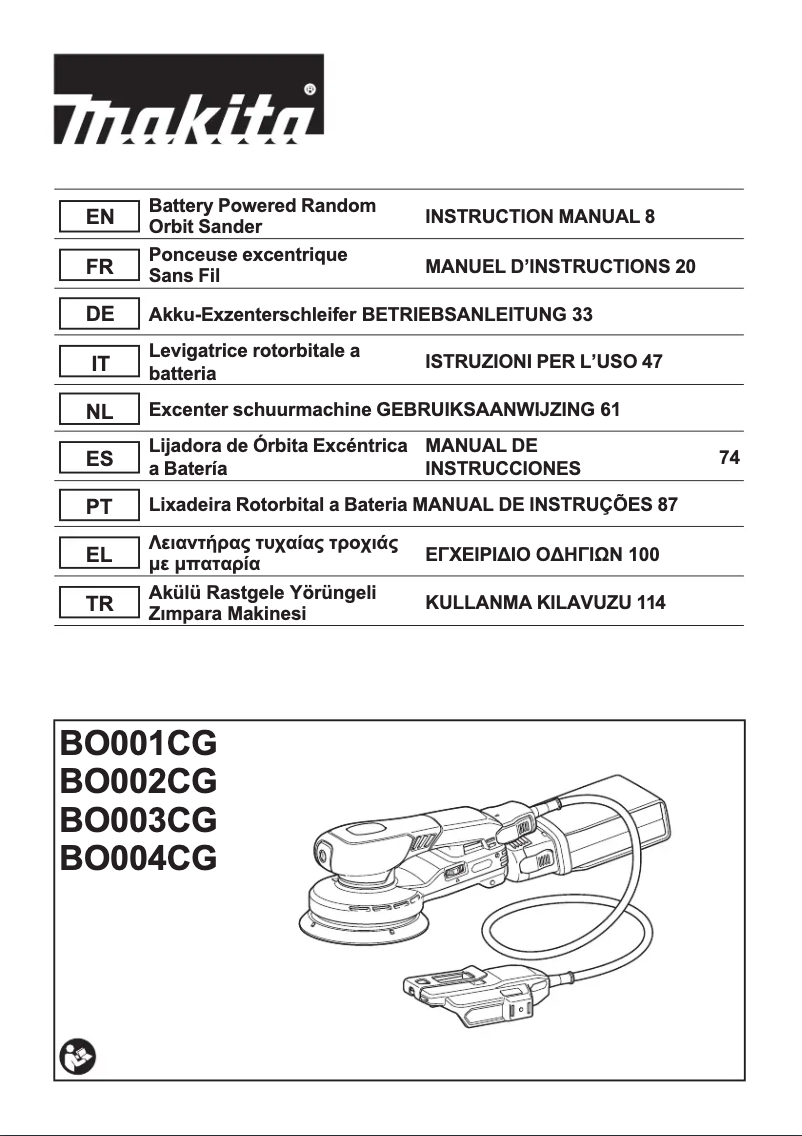Page 1 de la notice Manuel utilisateur Makita BO003CG