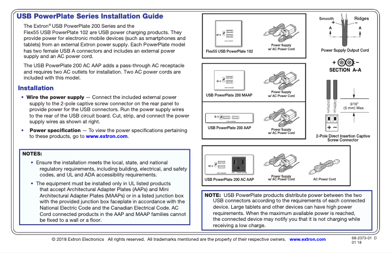 Página 1 del manual Manual de usuario Extron USB PowerPlate 200 MAAP