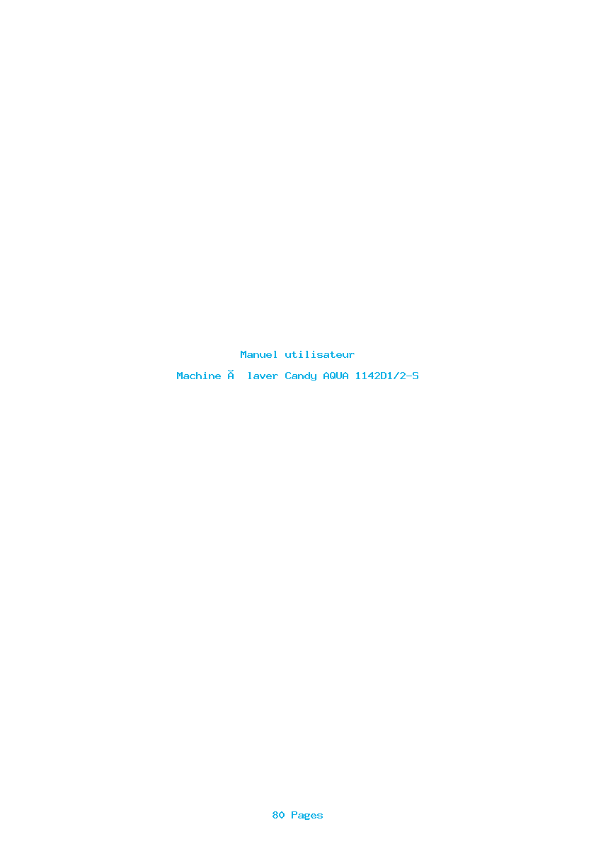 Page 1 de la notice Manuel utilisateur Candy AQUA 1142D1/2-S