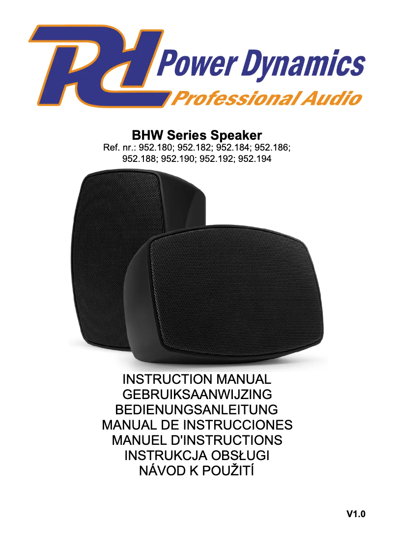 Page 1 de la notice Manuel utilisateur Power Dynamics BHW60WH