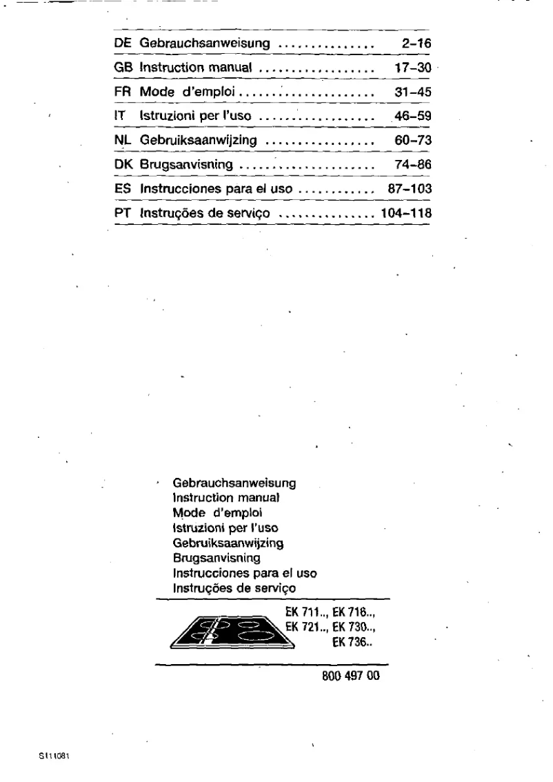 Page 1 de la notice Manuel utilisateur Siemens EK73624