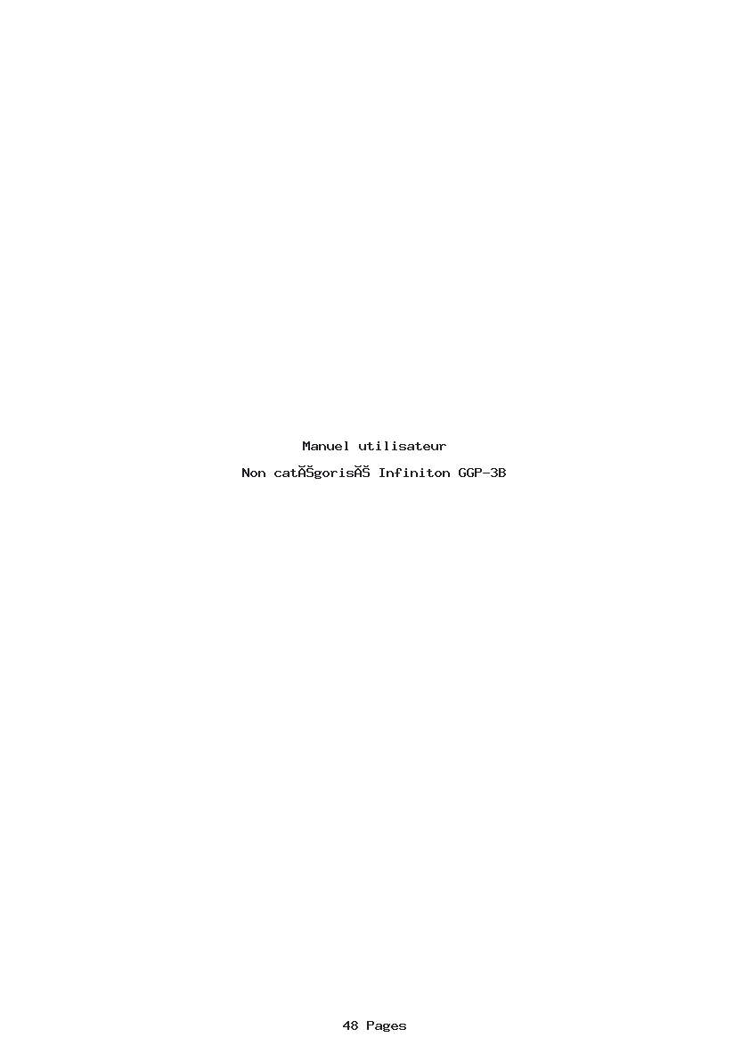 Page 1 de la notice Manuel utilisateur Infiniton GGP-3B