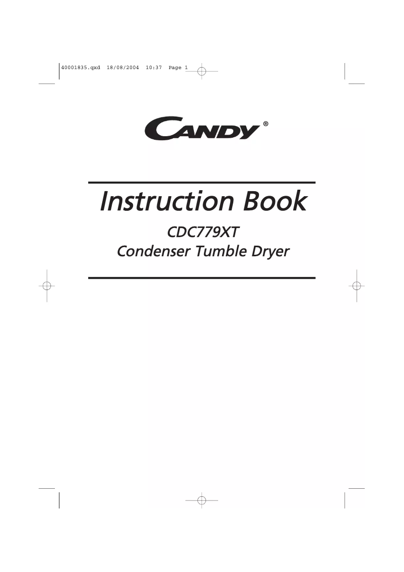 Page 1 of the manual User Manual Candy CDC 779 XTSY