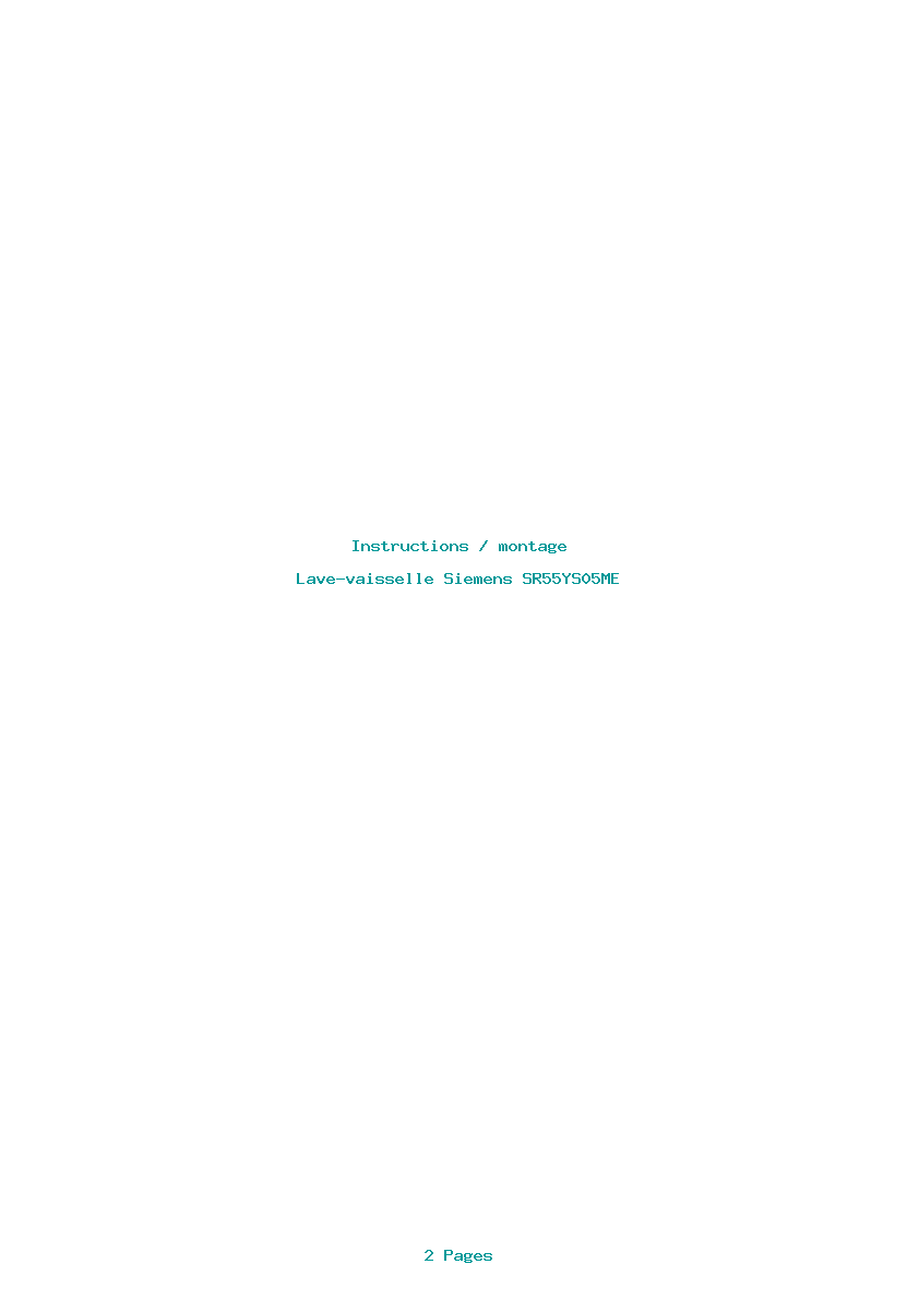 Page 1 de la notice Instructions / montage Siemens SR55YS05ME