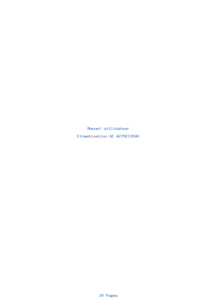 Page 1 de la notice Manuel utilisateur GE AZ75E12EAC