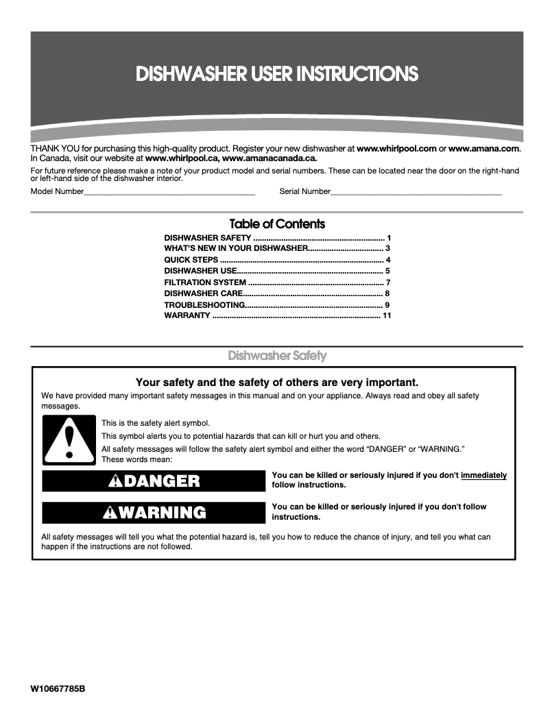 Page 1 de la notice Manuel utilisateur Whirlpool WDP340PAFB