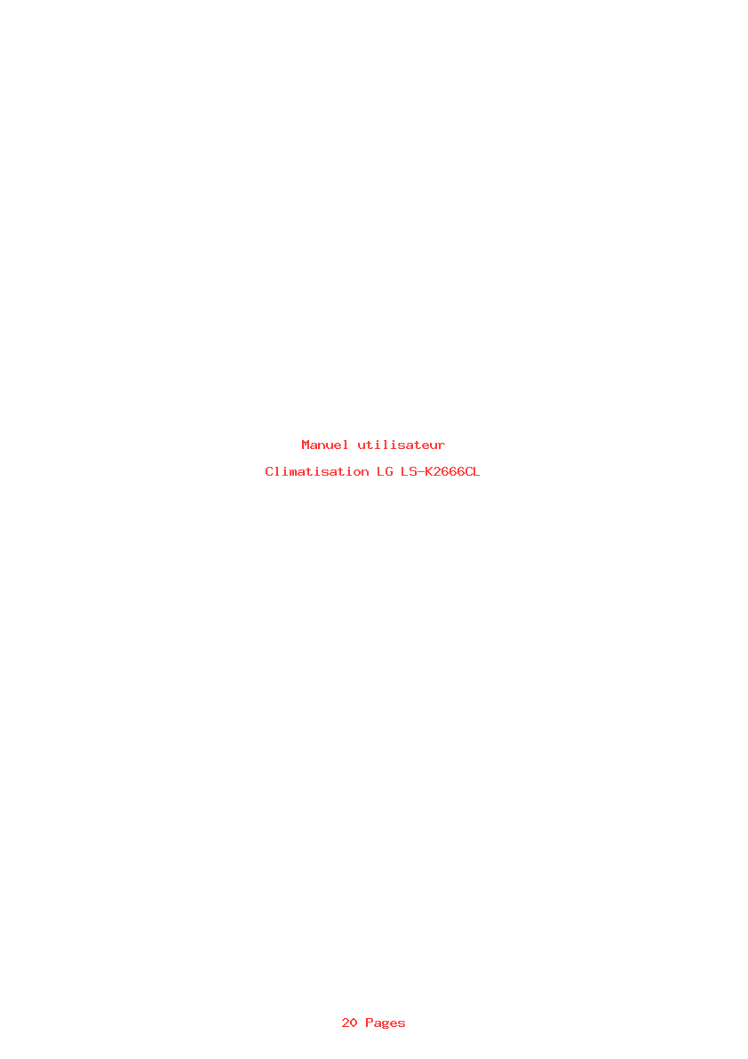 Page 1 de la notice Manuel utilisateur LG LS-K2666CL