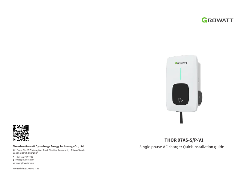 Page 1 de la notice Manuel utilisateur Growatt THOR 03AS-S-V1