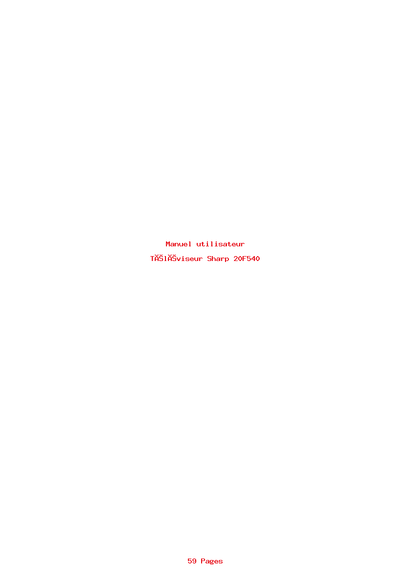 Page 1 de la notice Manuel utilisateur Sharp 20F540