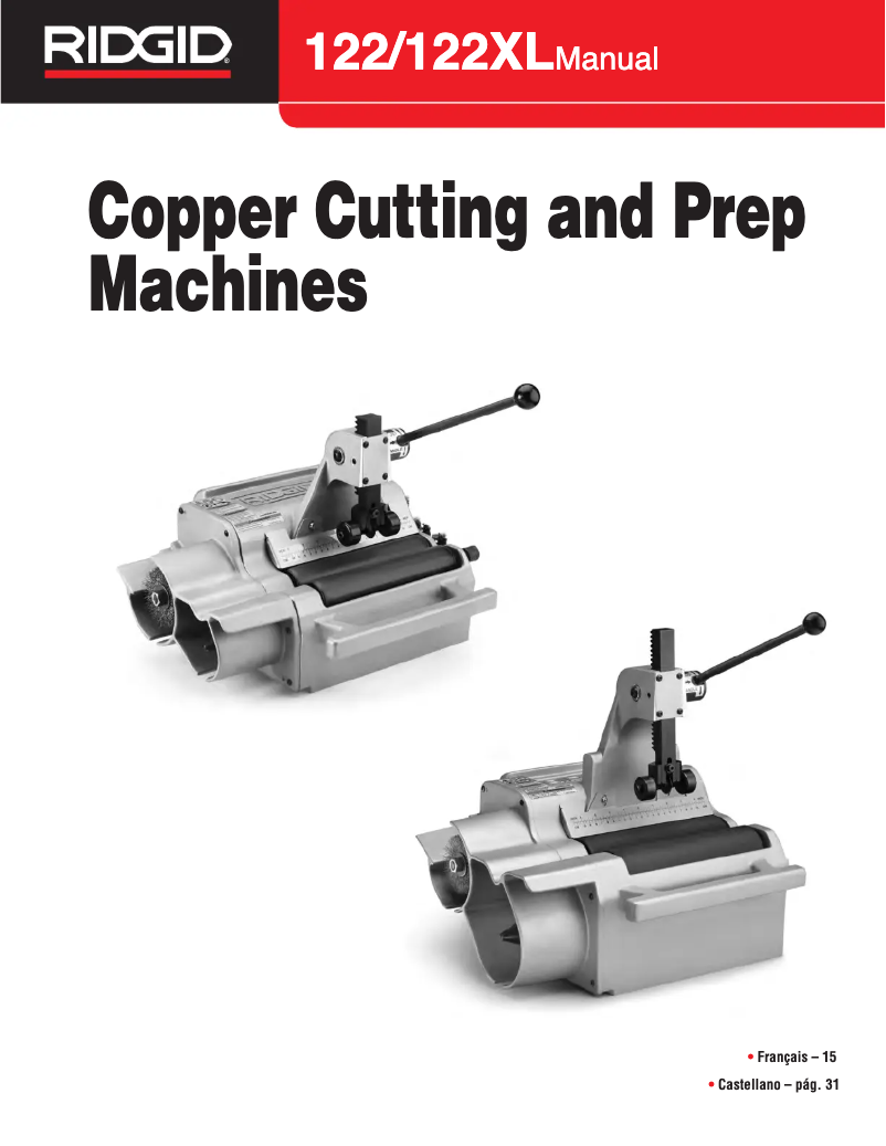 Page 1 of the manual User Manual Ridgid 122