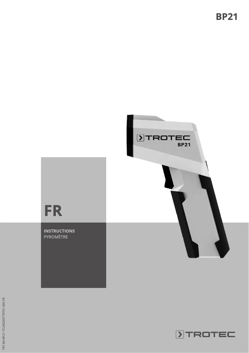 Page 1 de la notice Manuel utilisateur Trotec BP21