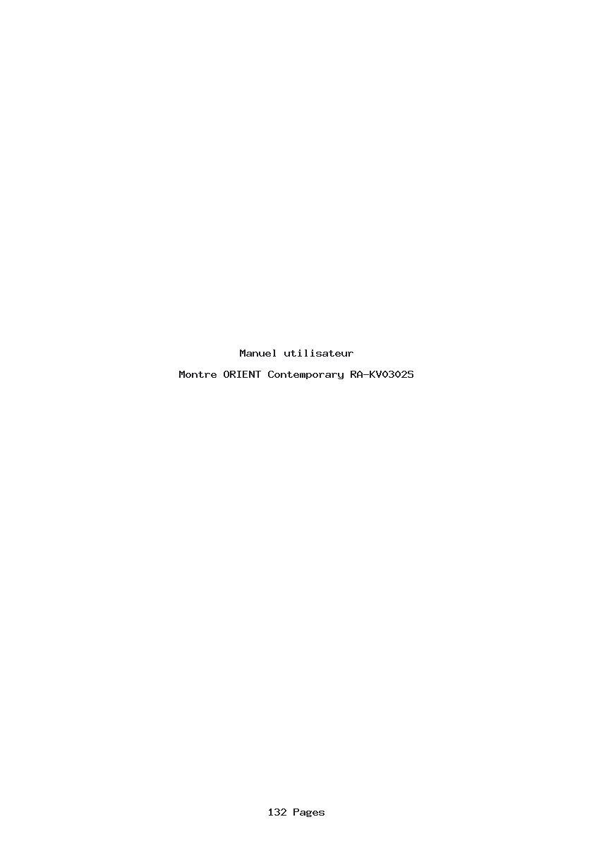 Page 1 de la notice Manuel utilisateur ORIENT Contemporary RA-KV0302S