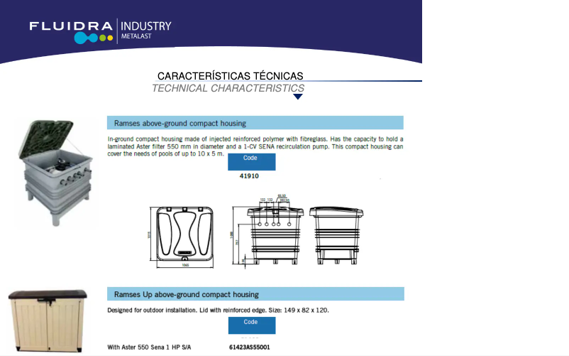 Página 1 del manual Ficha técnica AstralPool Ramsés