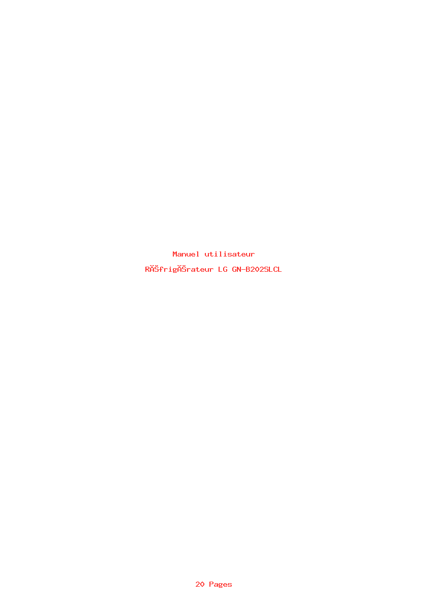 Page 1 de la notice Manuel utilisateur LG GN-B202SLCL