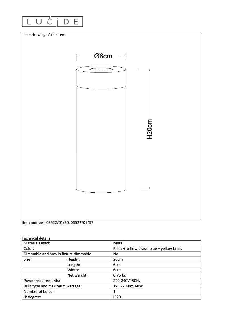 Page 1 of the manual User Manual Lucide Selin