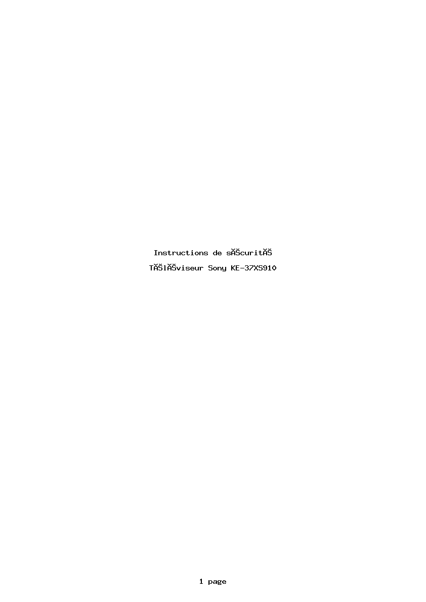 Page 1 de la notice Instructions de sécurité Sony KE-37XS910