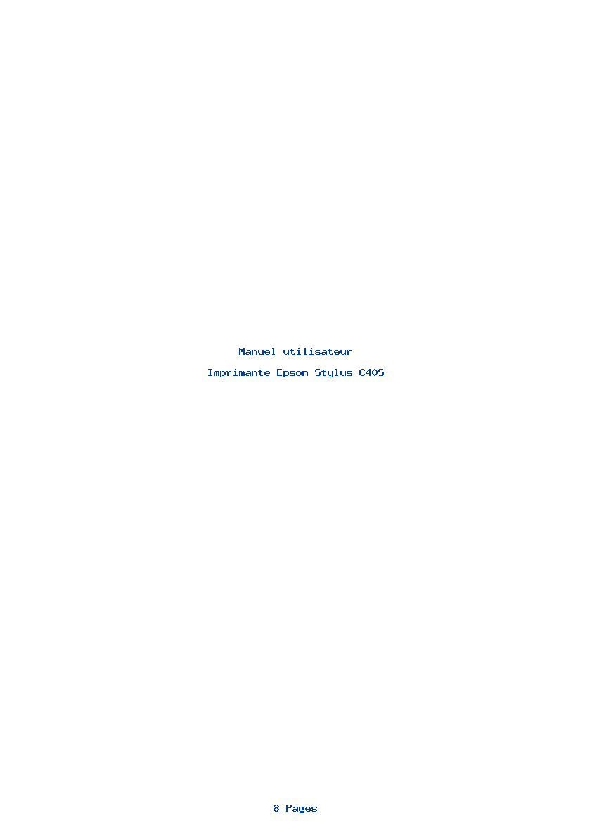 Page 1 de la notice Manuel utilisateur Epson Stylus C40S