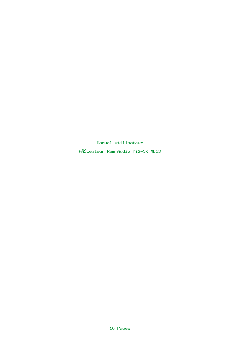Page 1 de la notice Manuel utilisateur Ram Audio Pi2-5K AES3
