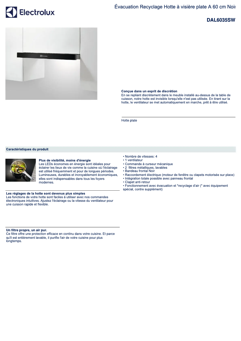 Página 1 del manual Ficha técnica Electrolux DAL6035SW