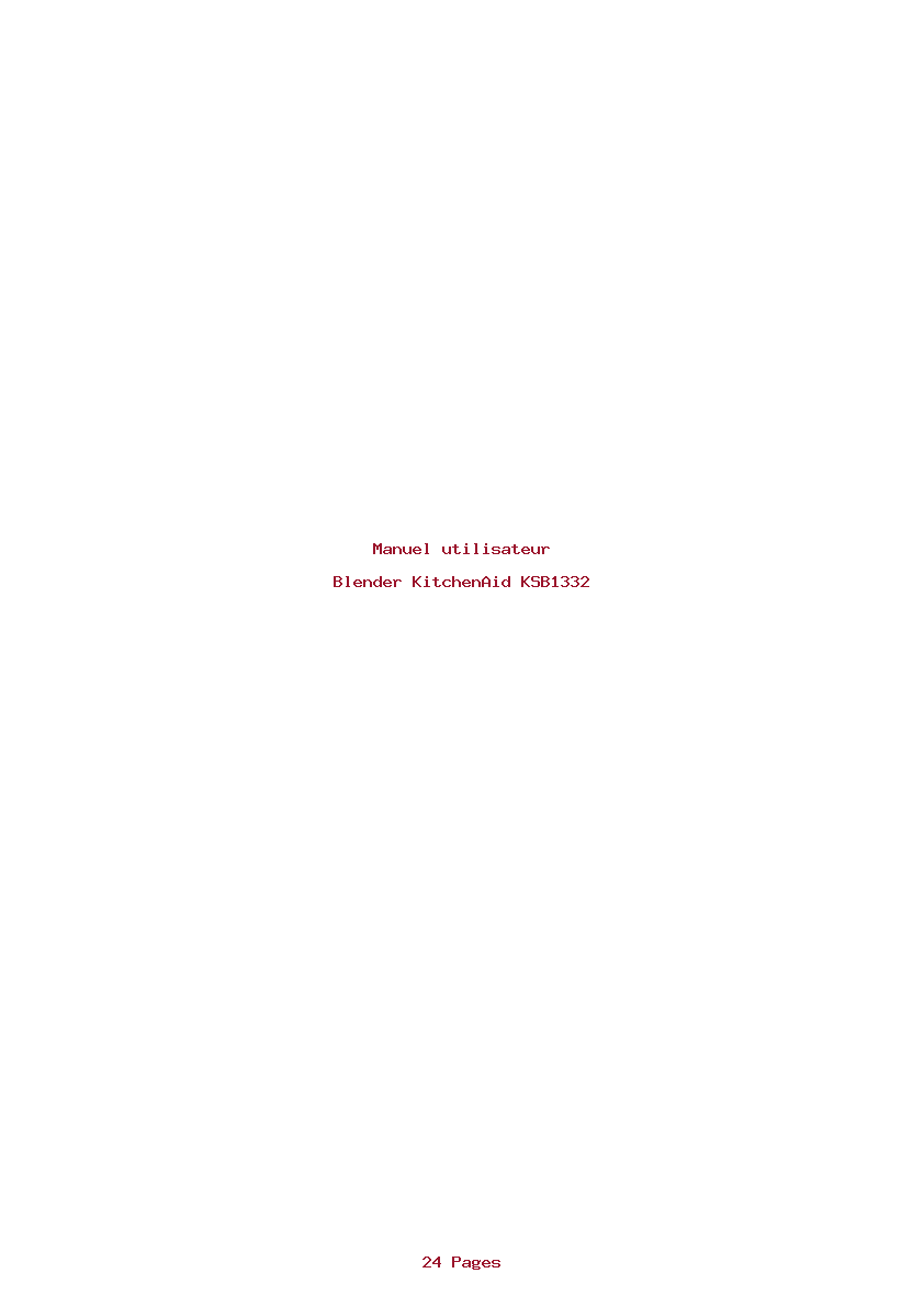 Page 1 de la notice Manuel utilisateur KitchenAid KSB1332